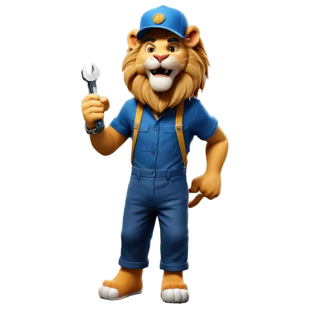 Electrician lion standing up