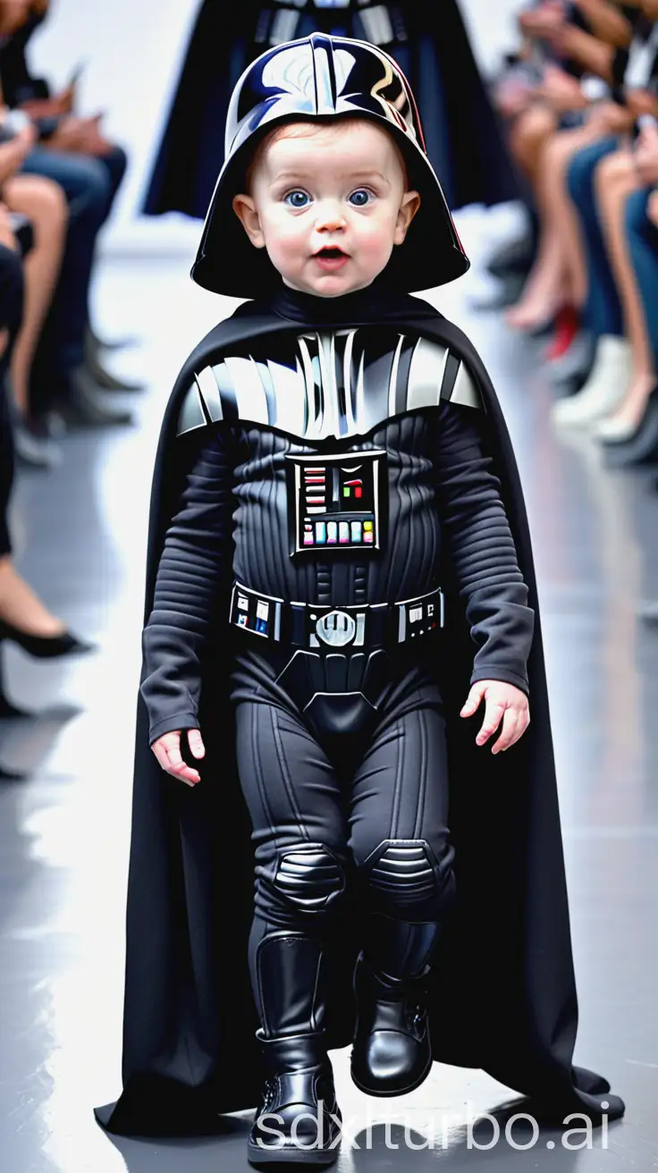 Eccentric-Baby-Model-Struts-Runway-in-Darth-Vader-Attire-at-Paris-Collection