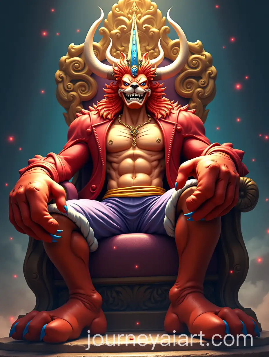 Futuristic-Luffy-Gear-5-Joy-Boy-Character-Seated-on-Throne-with-Cosmic-Background
