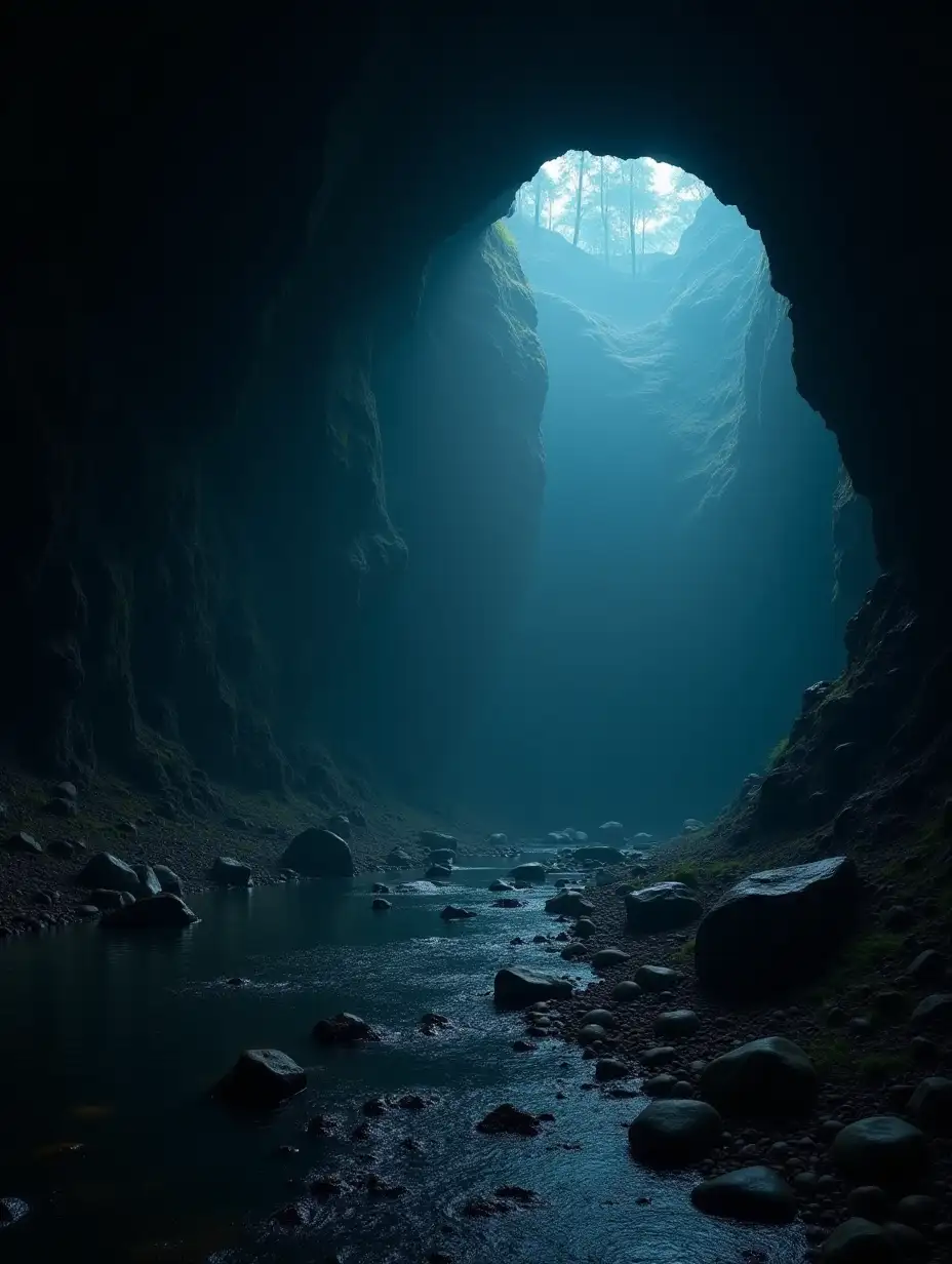 A dark and mysterious cave