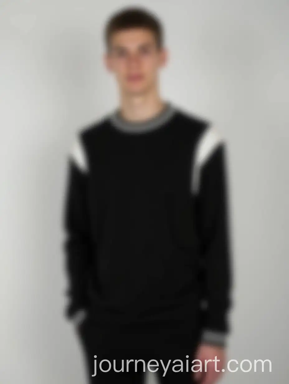 Young-Man-in-Black-LongSleeve-Shirt-with-Bold-White-Stripes