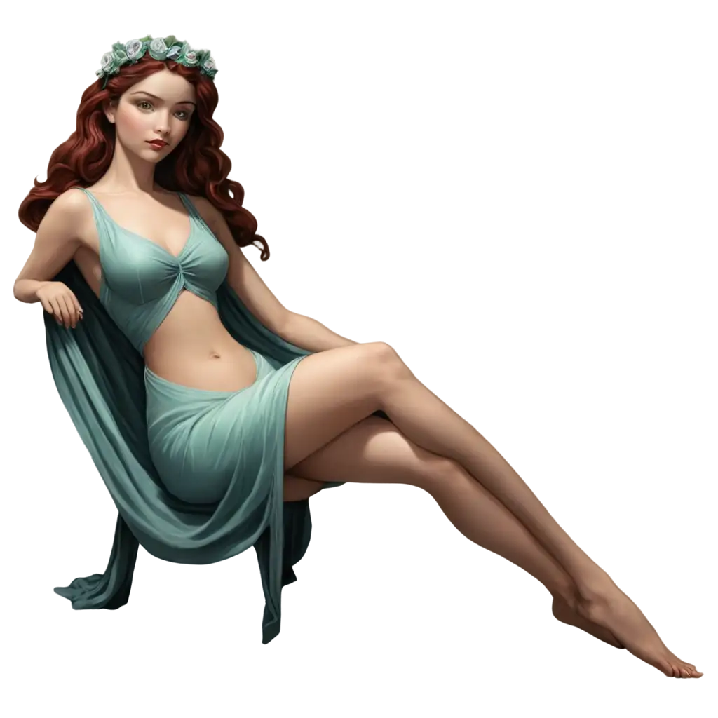 Cartoonish-Persephone-Sitting-PNG-Image-Illustrating-Mythical-Serenity