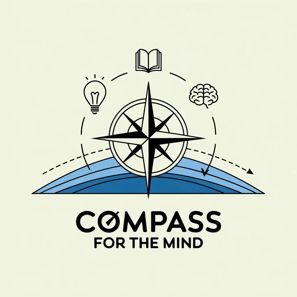 LOGO Design for Compass for the Mind Vector Compass with Cognition Symbol and Clear Background