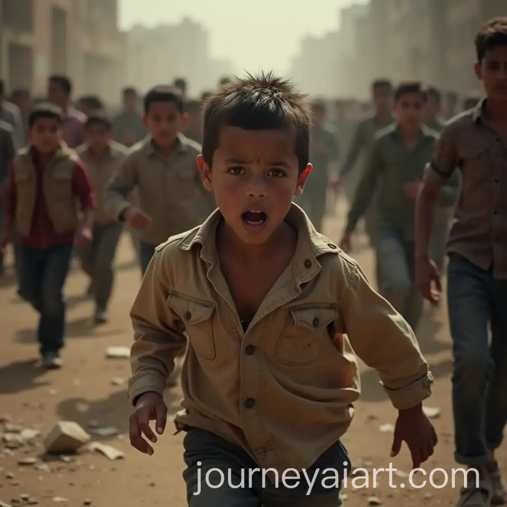 Young-Boy-inAI-Image-Expansion-Torn-Clothes-Running-with-Refugees-in-Chaotic-Scene