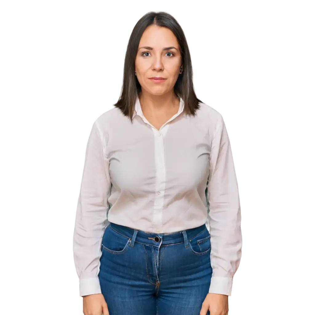 PNG-Image-of-American-Woman-with-Collared-Shirt-Photo-ID-160-lbs-45-Years-Old