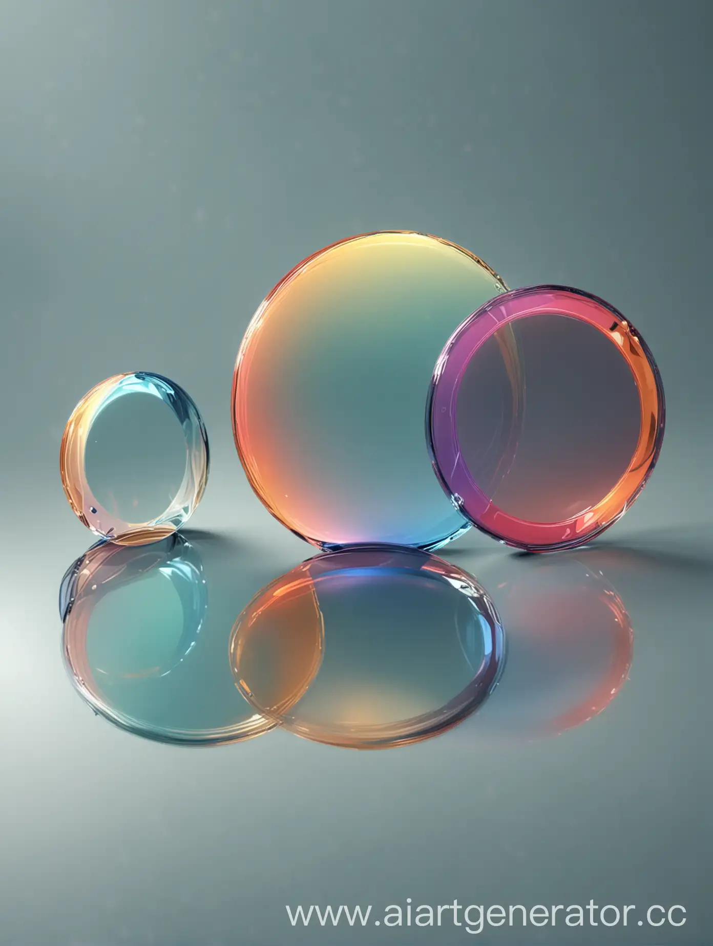 Vibrant-Glass-Discs-with-Colorful-Reflections-in-3D-Rendering