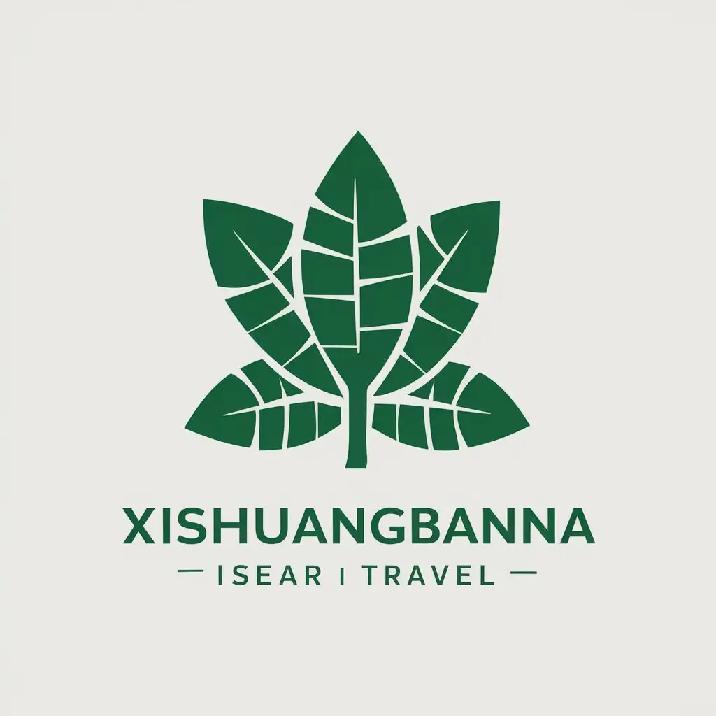 a vector logo design,with the text "Xishuangbanna", main symbol:banana leaf,Minimalistic,be used in Travel industry,clear background