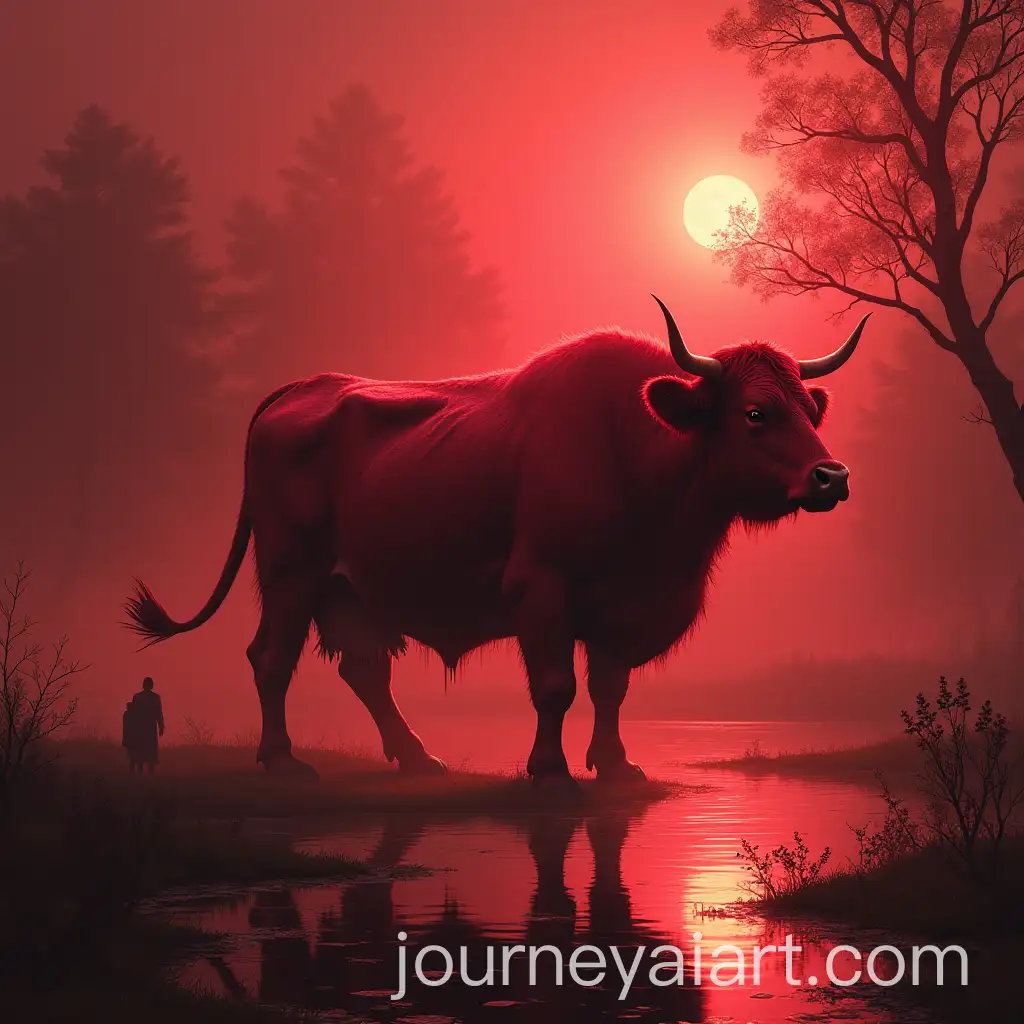Monster-Cow-in-Red-Lake-with-Wine-Power