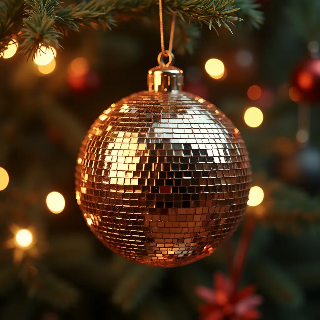 Ultra Realistic Disco Ball Christmas Ornament in 4K Hyperrealism