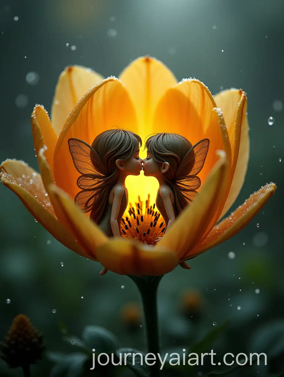 Two-Fairies-Kissing-Inside-a-Flower-in-the-Rain