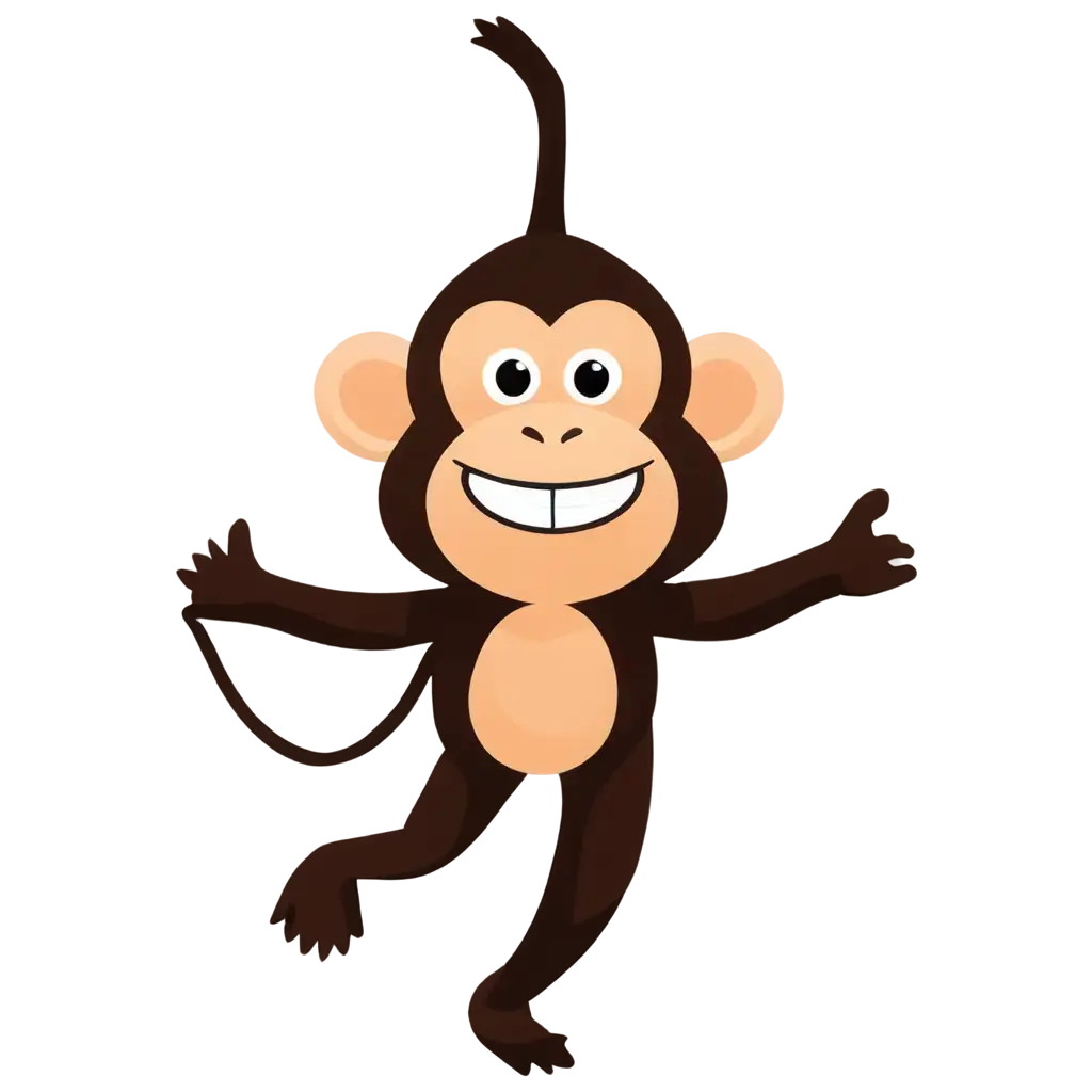 PNG-Image-of-a-Cartoon-Monkey-Icon-with-Smile-and-Interesting-Text-on-Top-High-Quality-and-Versatile-Design