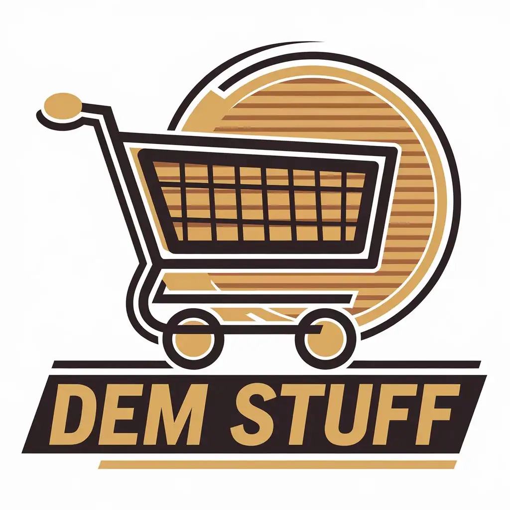 LOGO Design for DEM STUFF Vector Shopping Symbol for Retail Industry with Clear Background