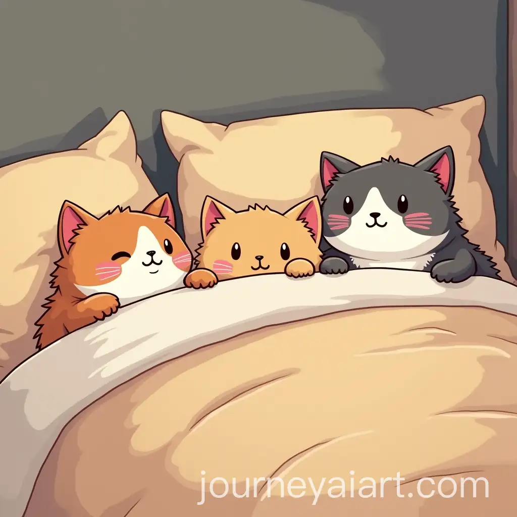 Fluffy-Cats-Snuggling-in-Bed-in-a-Cozy-Cartoon-Style