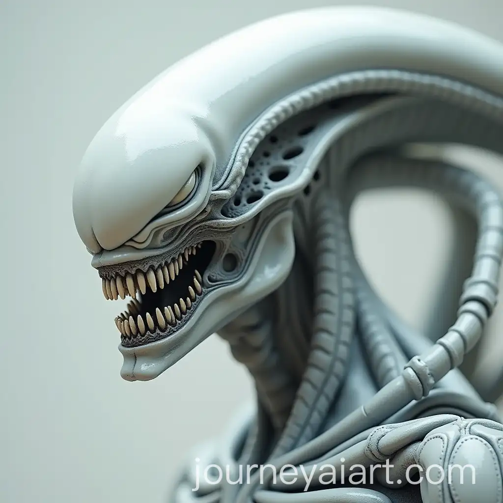 Xenomorph-Head-in-Light-Grey-Colors-with-Intricate-Details