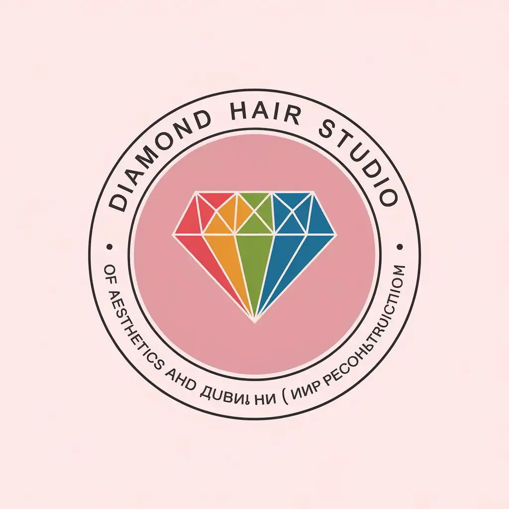 LOGO-Design-for-Diamond-Hair-Studio-Colored-Diamond-on-Tender-Pink-Background