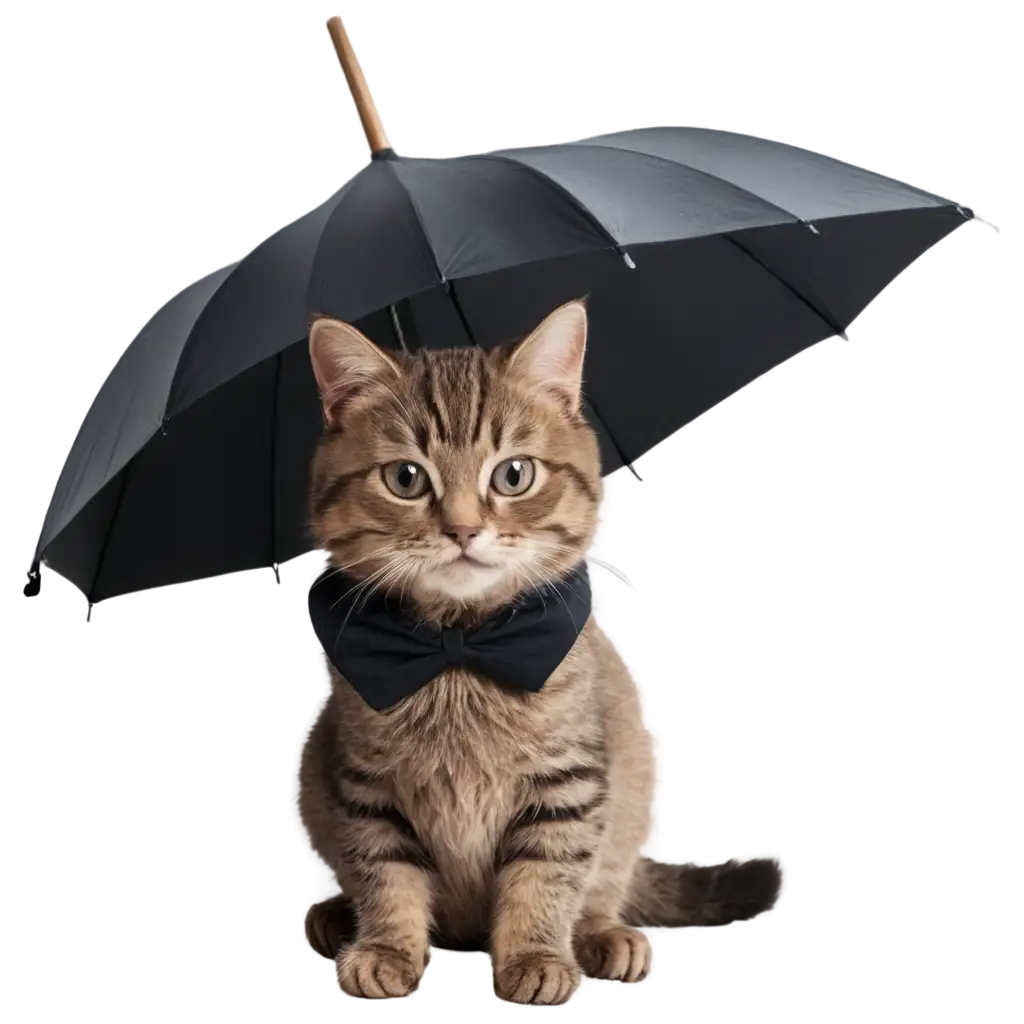 PNG-Image-of-a-Cat-with-Umbrella-Delightful-Artistry-for-Online-Engagement