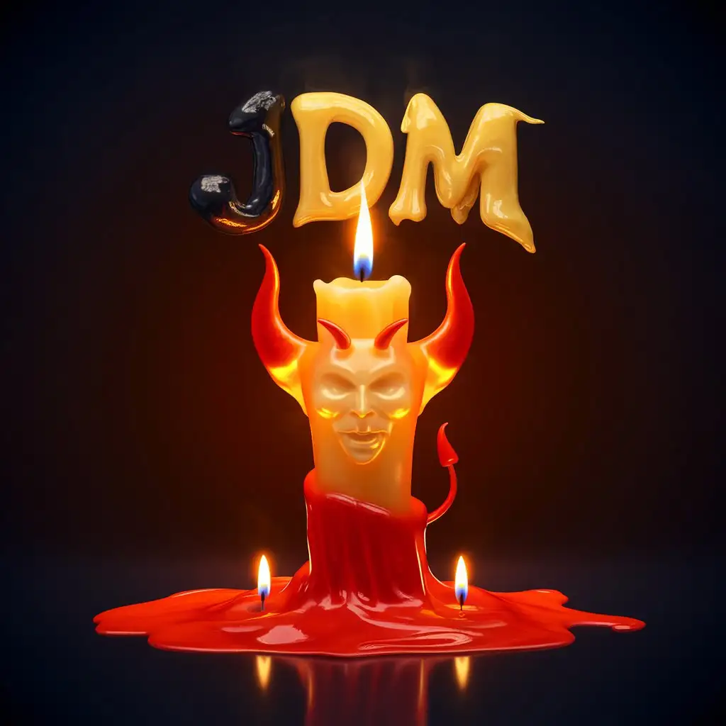 LOGO Design For JDM Dramatic Devil Candle with Wax Texture and Dark Background