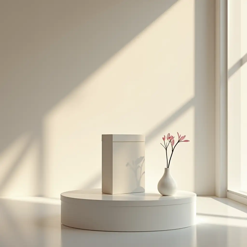 Minimalist-HighEnd-Packaging-Box-with-Elegant-Vase-and-Soft-Lighting