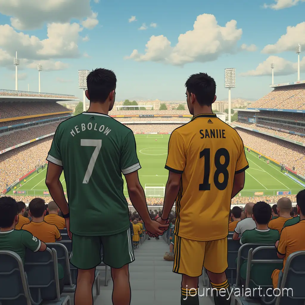 Father-and-Son-Watching-Favorite-Team-Play-on-a-Remote-Trip