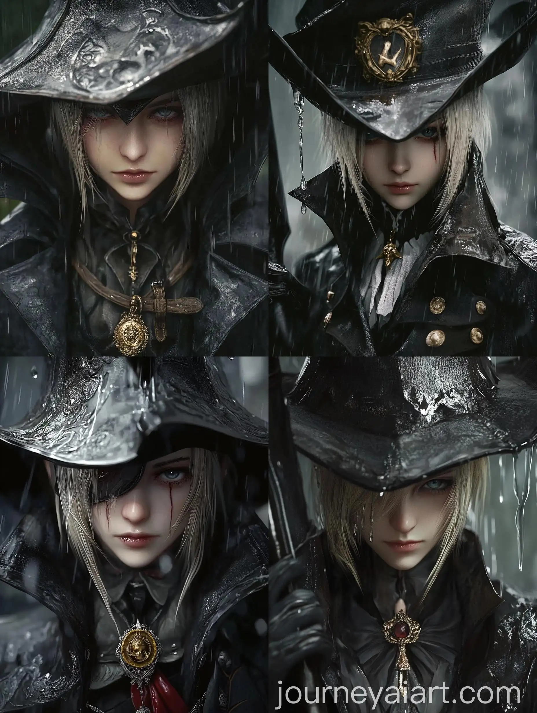 Girl-in-Lady-Maria-Costume-Standing-in-Rain