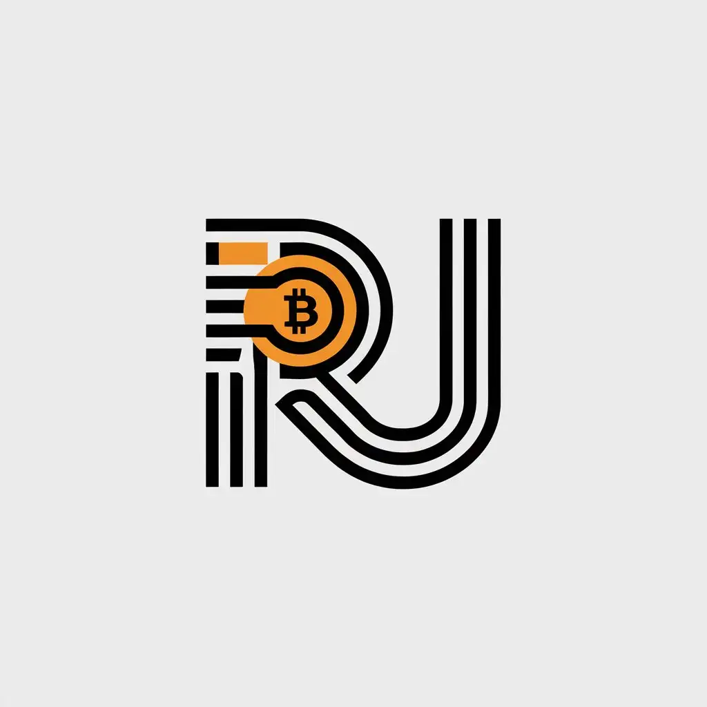 a vector logo design,with the text "RJ", main symbol:CRYPTO, BBITCOIN,complex,be used in Finance industry,clear background