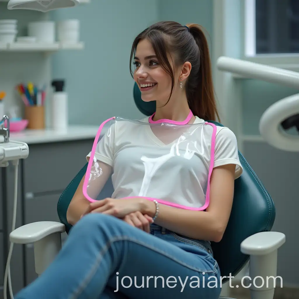 Woman-in-Dental-Clinic-with-Shiny-PVC-Bib-and-Stylish-Outfit