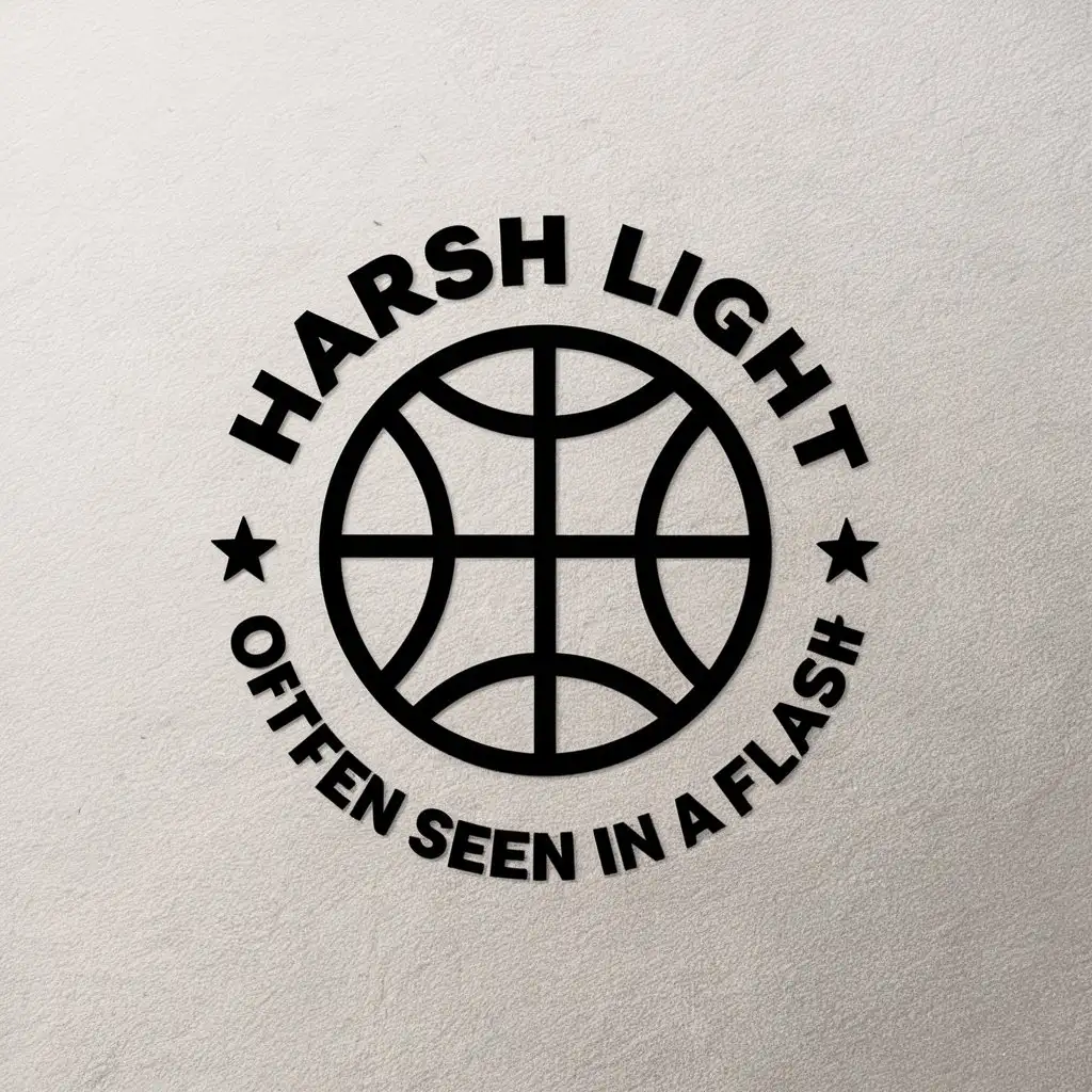 a vector logo design,with the text "Harsh light, often seen in a flash", main symbol:basketball, emo, transformation,Moderate,be used in Sports Fitness industry,clear background