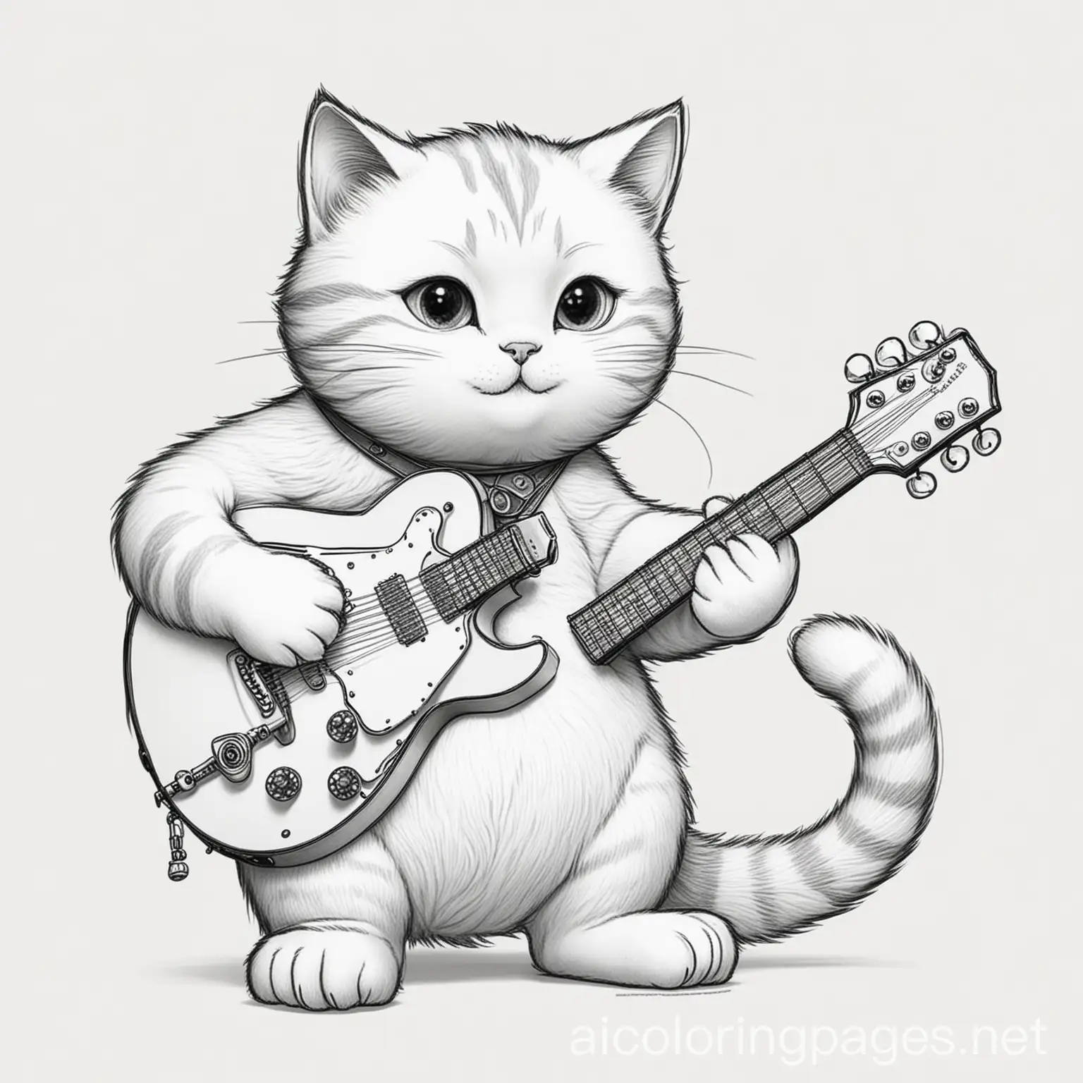 Cat-Playing-Jazz-Guitar-Coloring-Page