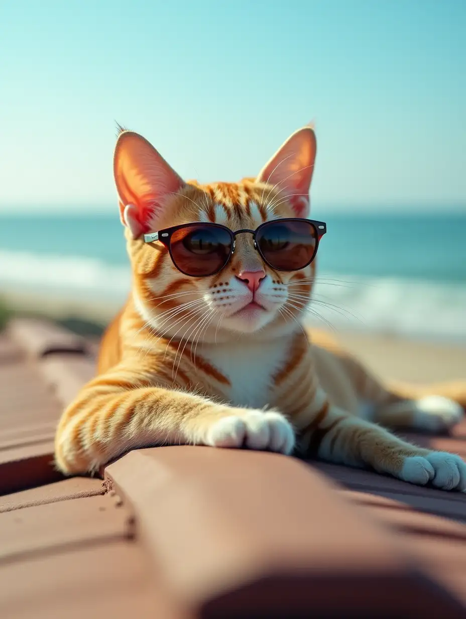 Cat-with-Fashion-Sunglasses-Relaxing-on-Rooftop-at-the-Beach-in-Photorealistic-Style