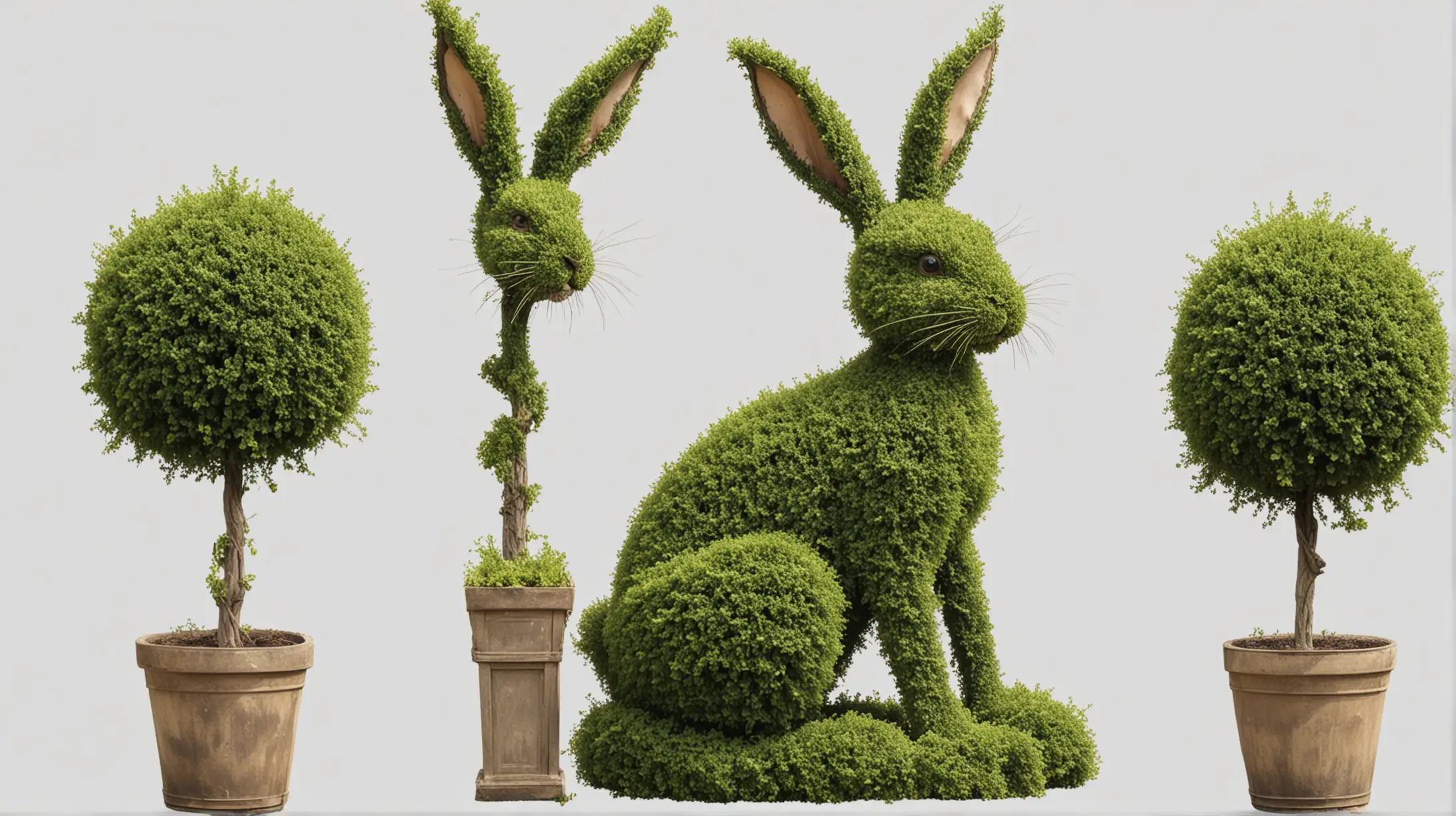 Rabbit Shaped Topiary on Transparent Background