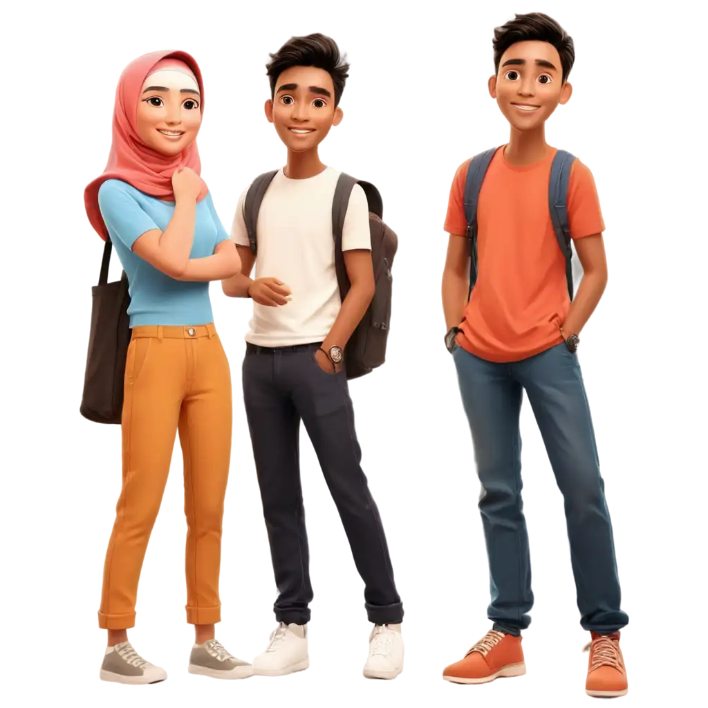 Three-Malaysian-Youth-Cartoon-PNG-Image-Vibrant-and-Cultural-Representation