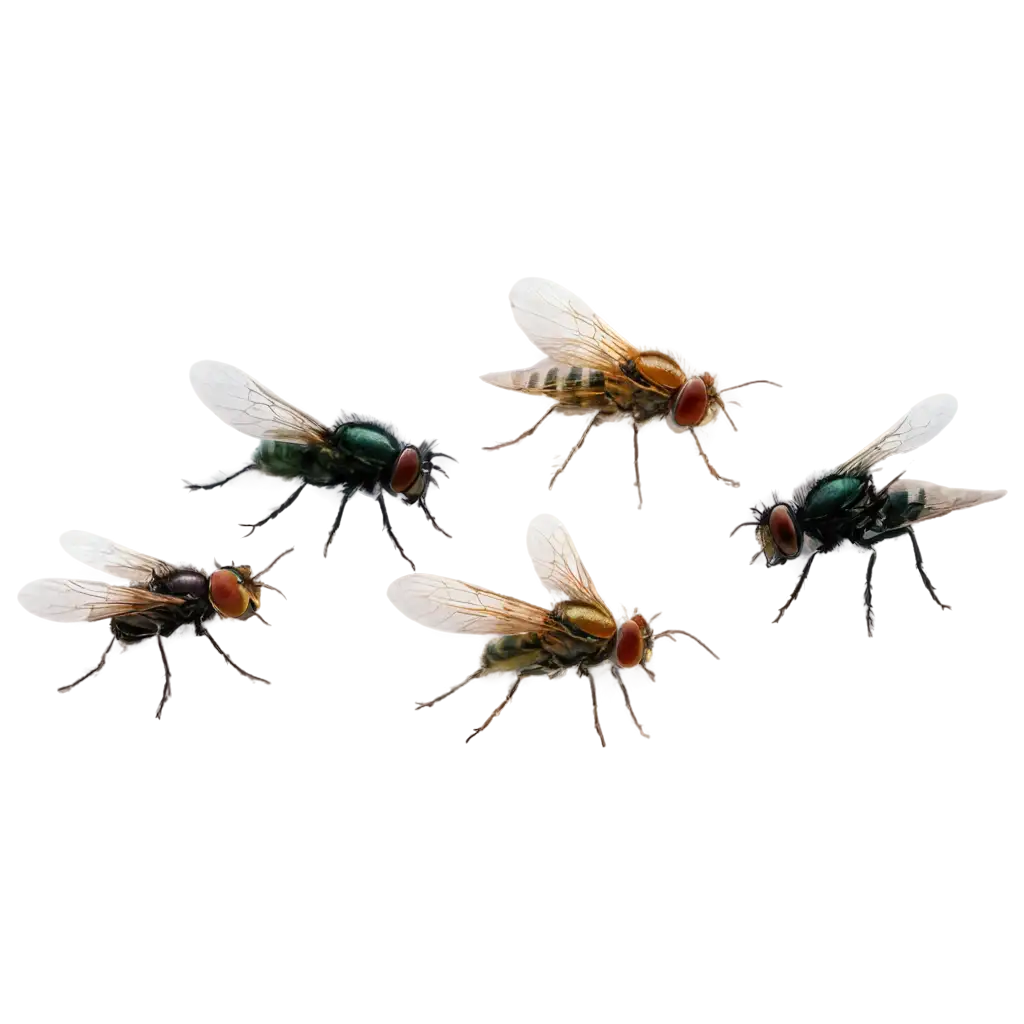 Realistic-Flies-in-Flight-and-Resting-HighQuality-PNG-Image