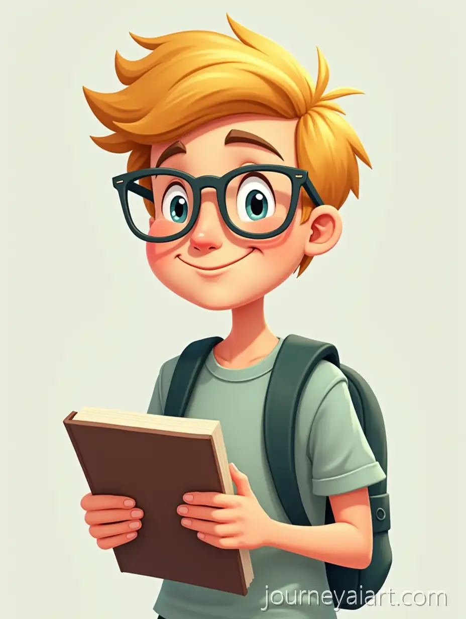 Smiling-Blond-TeenBlond-teenager-with-bookager-with-Backpack-and-Book-in-Cartoon-Style