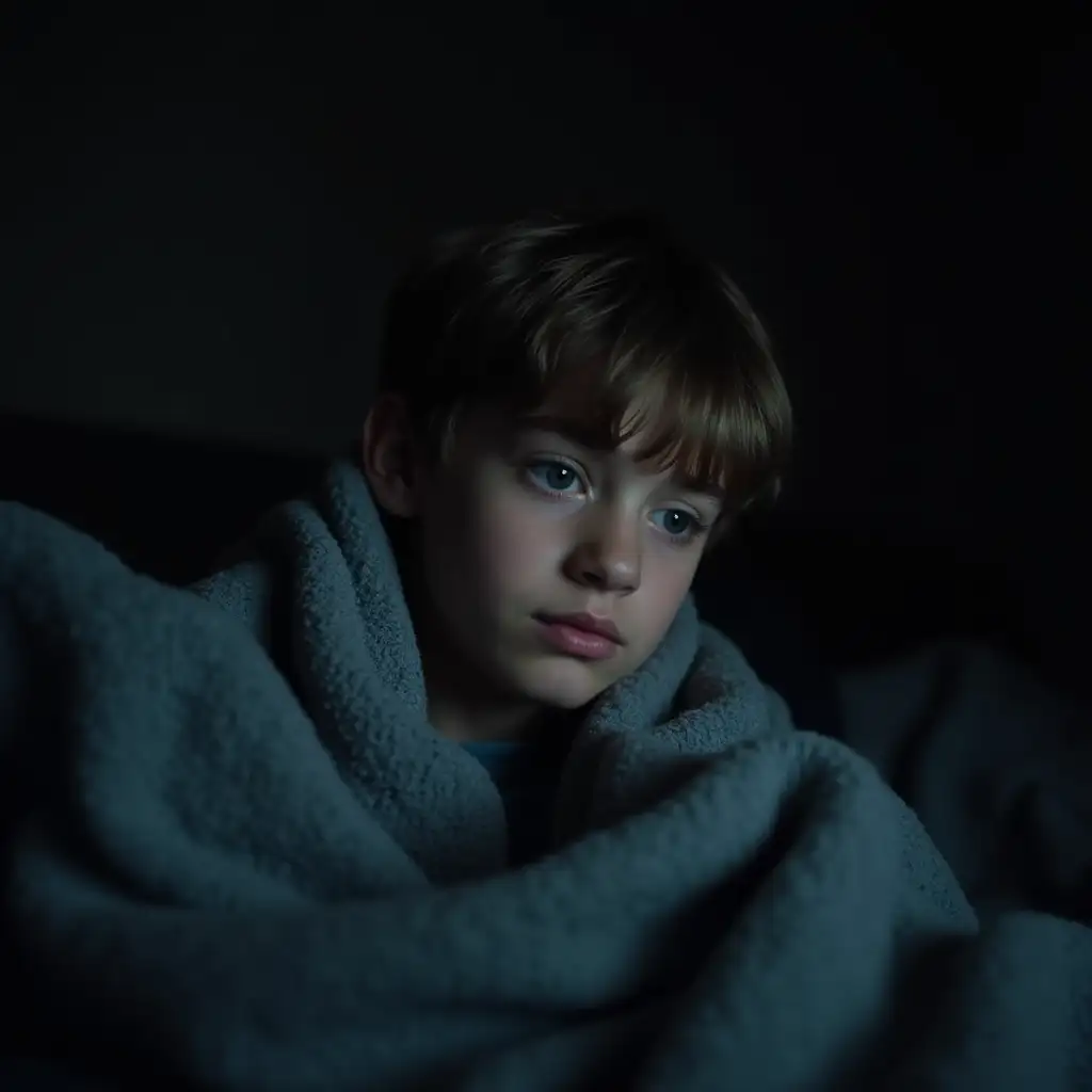 Tired-Teenager-Wrapped-in-Blanket-in-Dark-Room