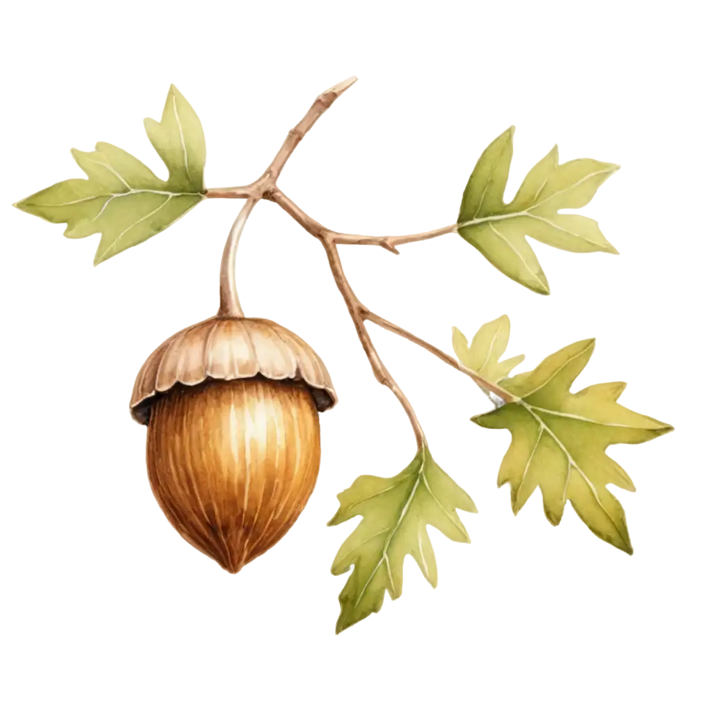 Cute-Watercolor-Acorn-PNG-Illustration-Perfect-for-Creative-Projects