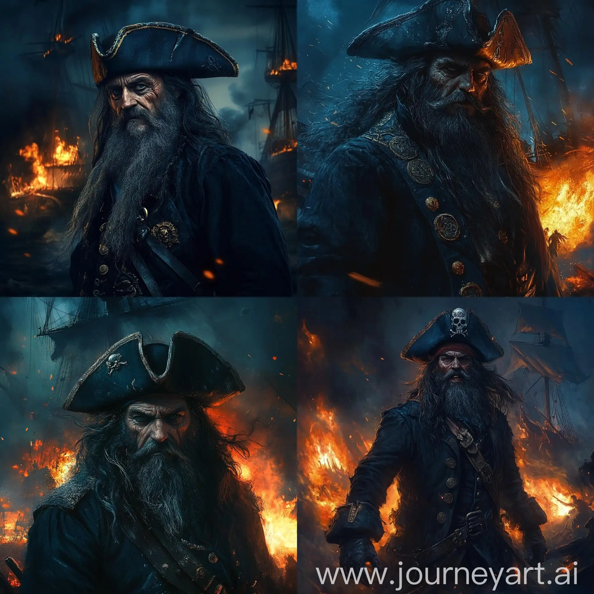 Elderly-Evil-Pirate-with-Long-Black-Beard-in-Night-Attack