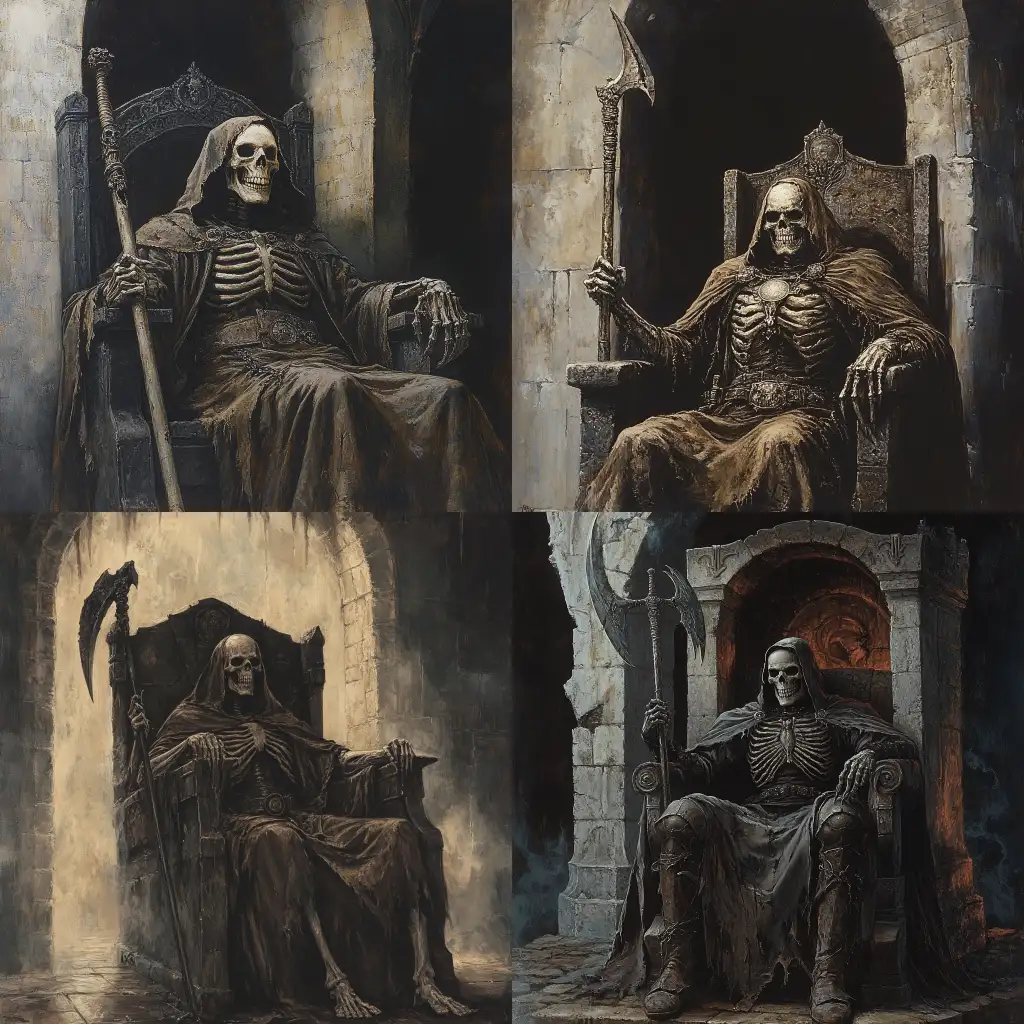 1970s-Dark-Fantasy-Book-Cover-Featuring-the-Reaper-in-a-Castle-Throne