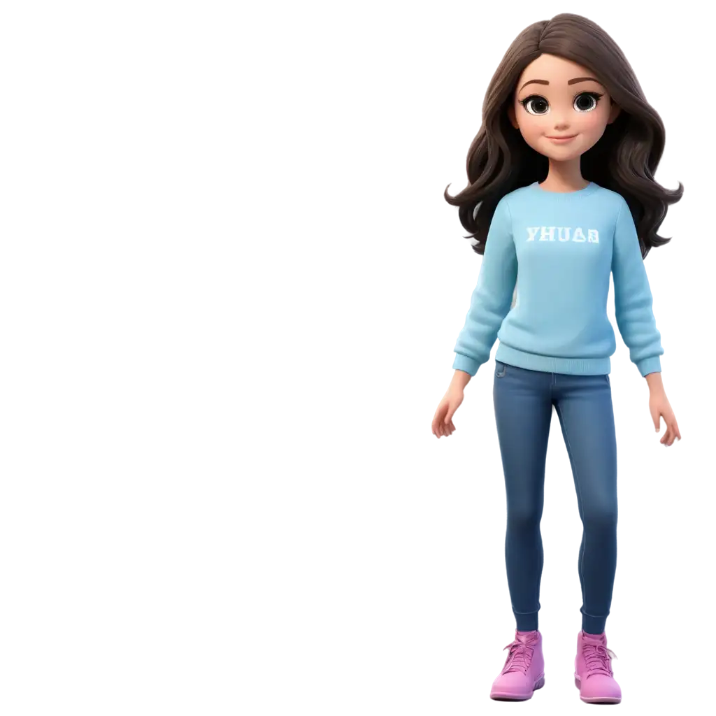 PNG-Image-Girl-Cartoon-in-Sweater-and-Jeans