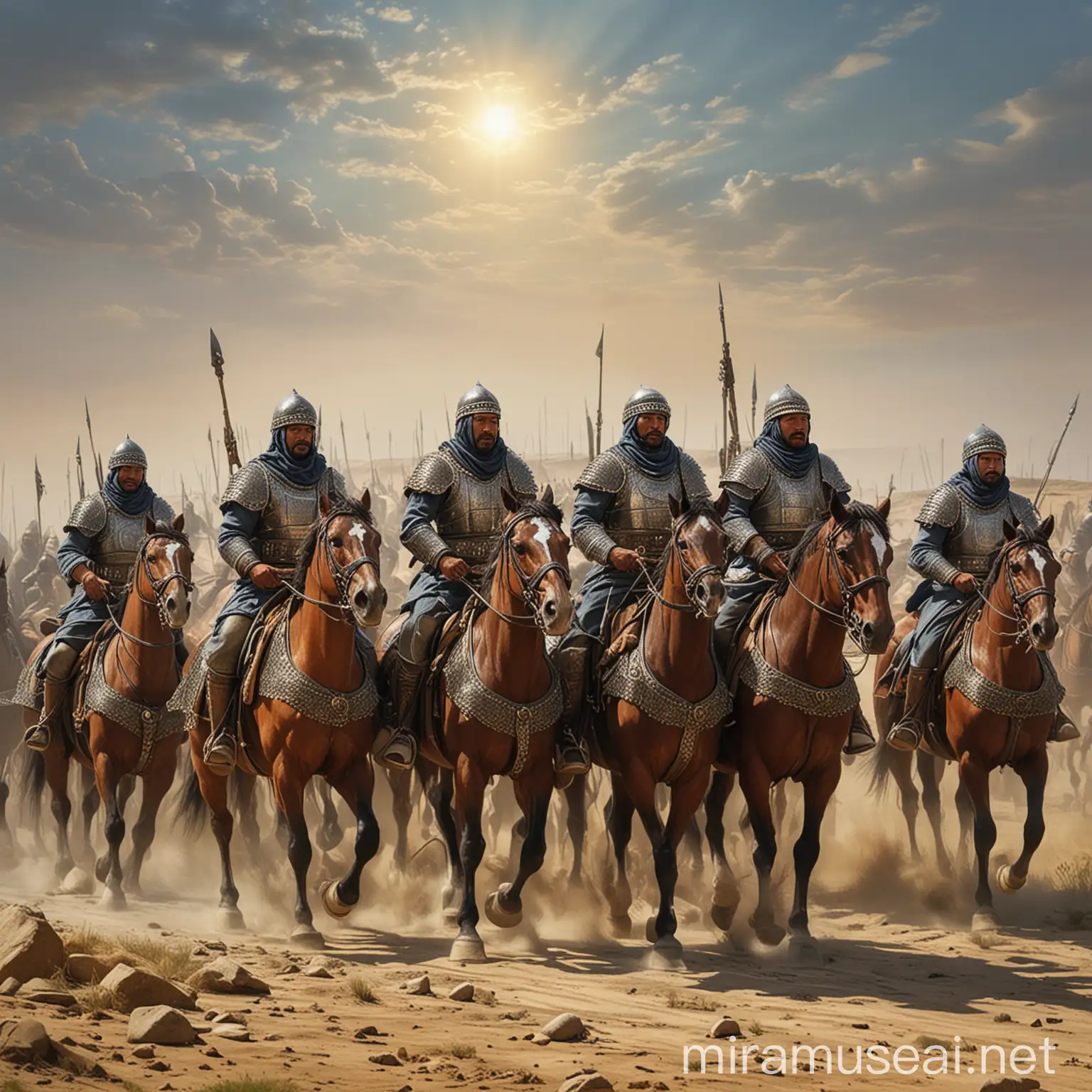 Uzbek Heavy Armored Horsemen in Battle Formation