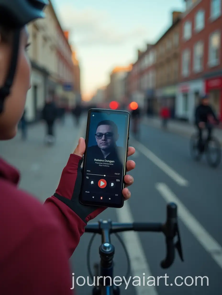 CloseUp-POV-of-OnePlus-13-in-a-Female-Cyclists-Hand-in-London