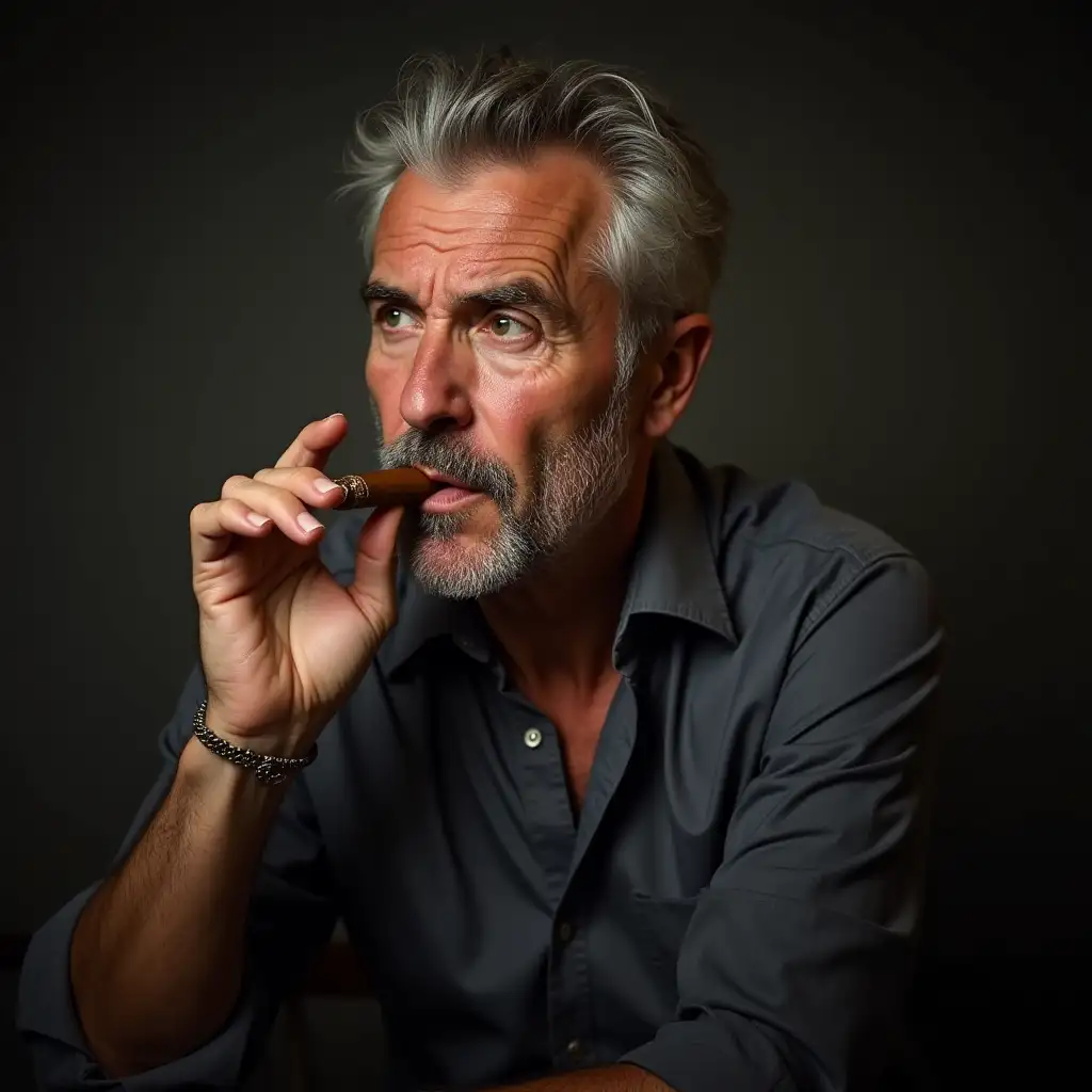 Handsome-50YearOld-Man-Smoking-a-Cigar-in-Sophisticated-Setting