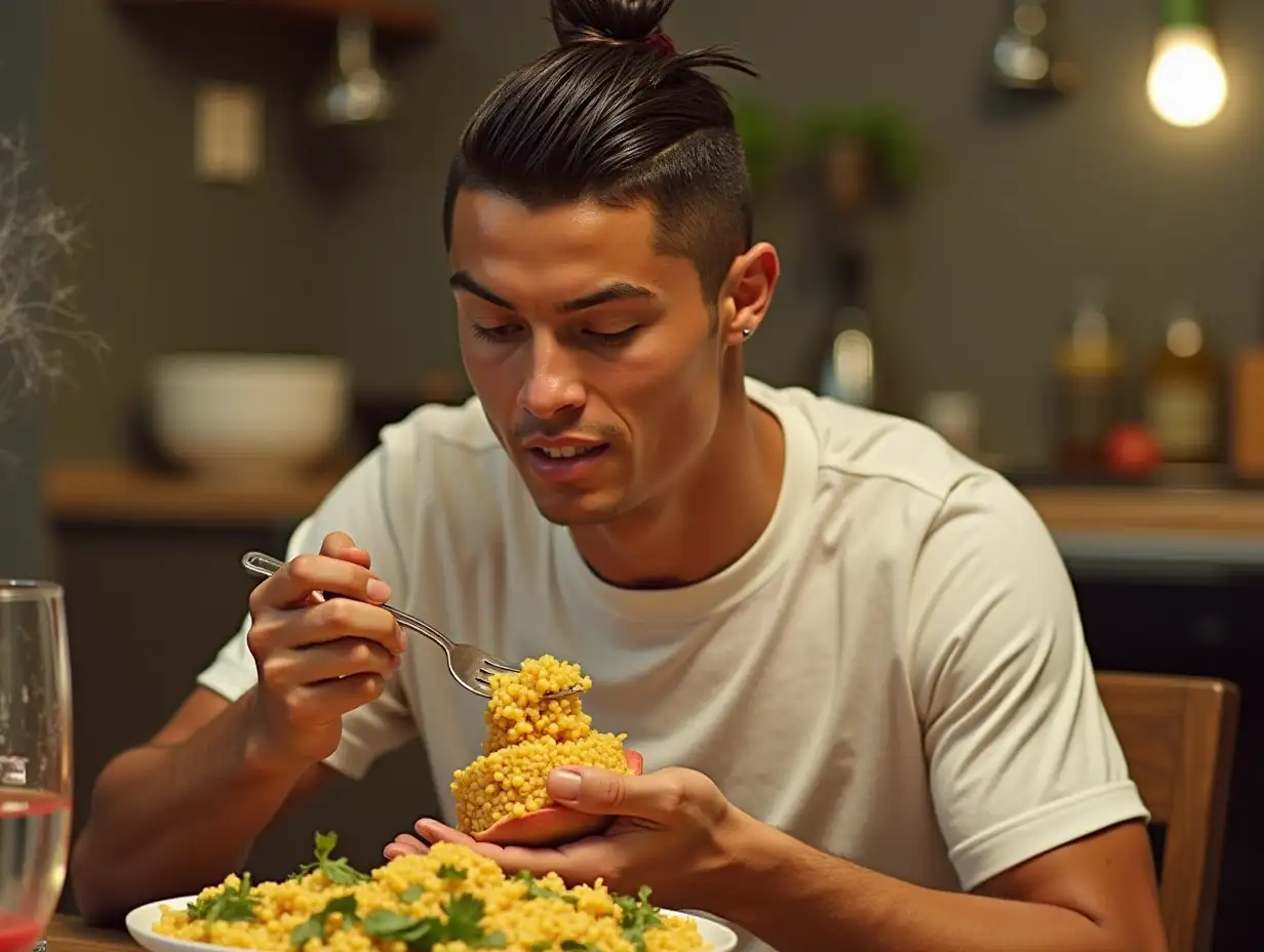 Cristiano Ronaldo eats morocan couscous