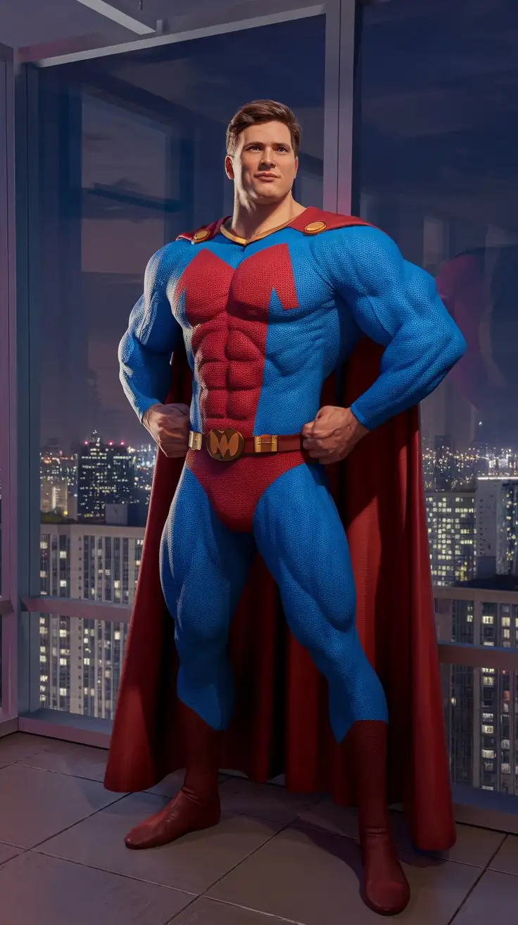 Superpowered-Muscleman-in-High-Rise-Apartment-at-Night