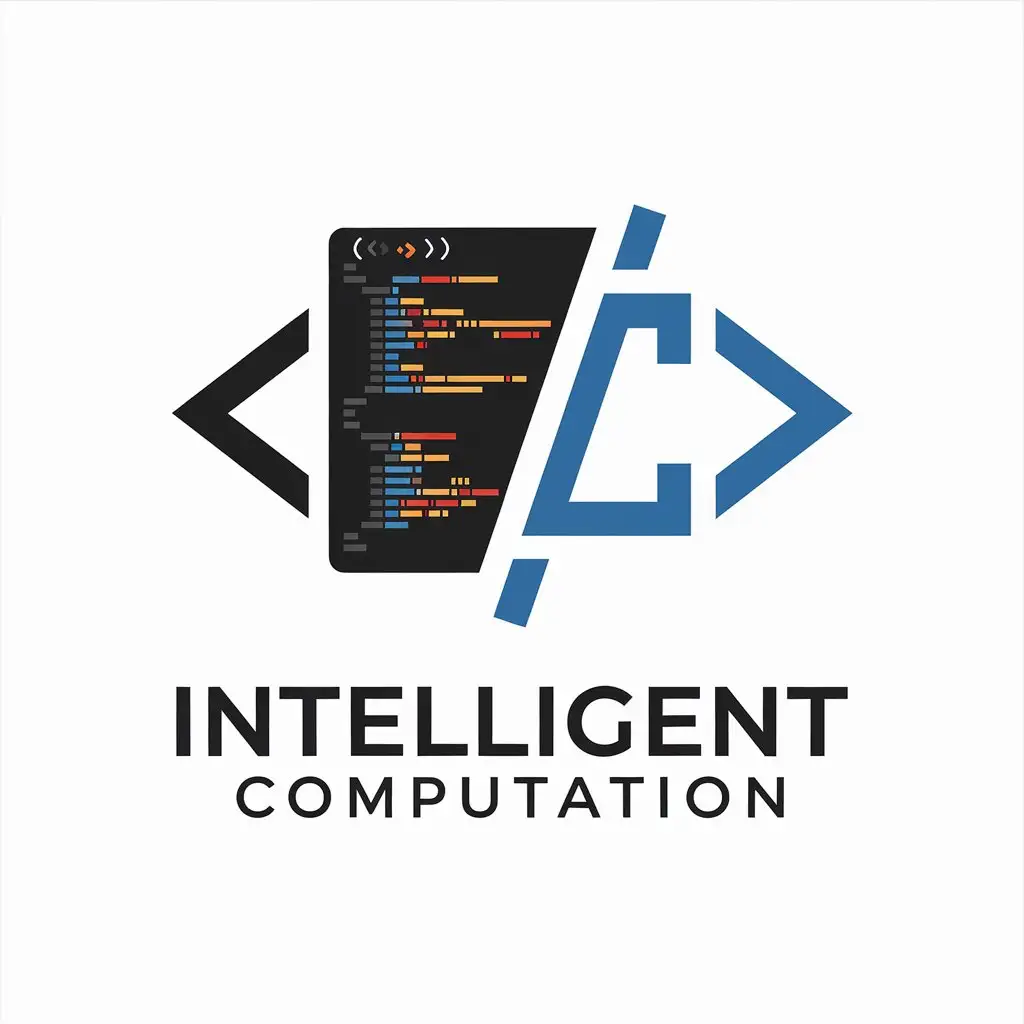 a vector logo design,with the text "intelligent computation", main symbol:computer code program,Moderate,be used in Internet industry,clear background