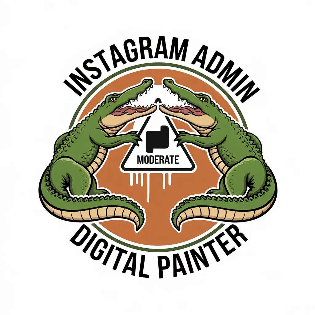 LOGO-Design-for-Instagram-Admin-Digital-Painter-Vector-Logo-with-Two-Green-Crocodiles-Drawing-a-Sign