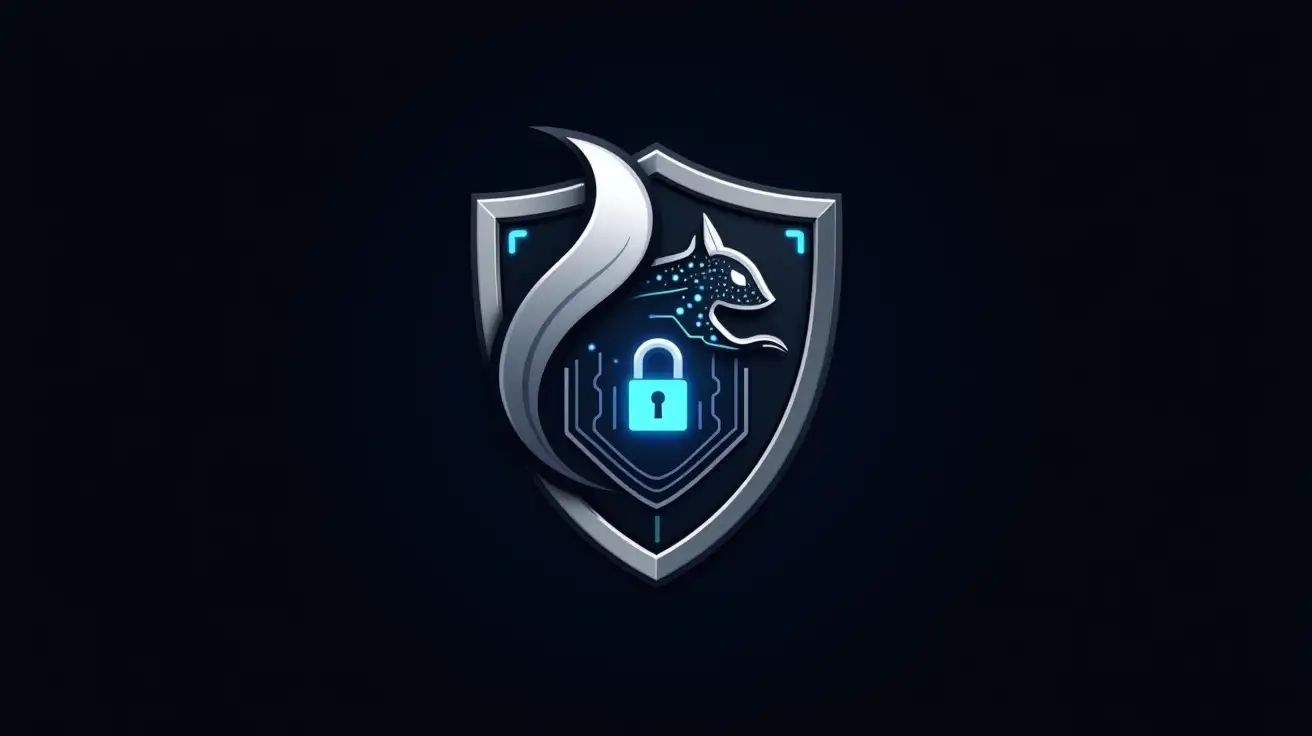 Futuristic-Cybersecurity-Logo-with-Abstract-Squirrel-and-Blockchain-Shield