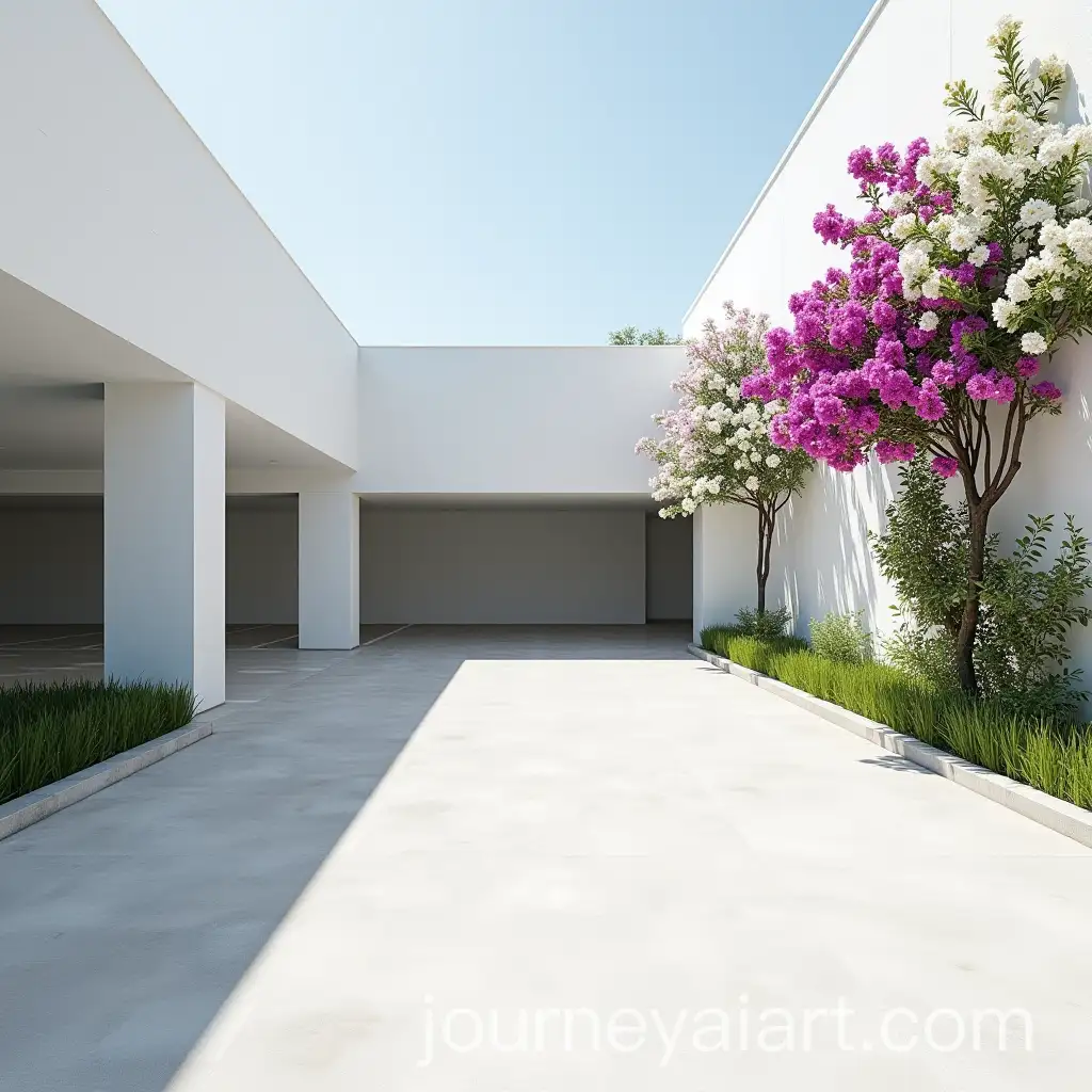 Modern-Minimalist-Parking-Garage-Surrounded-by-Vibrant-Bougainvillea