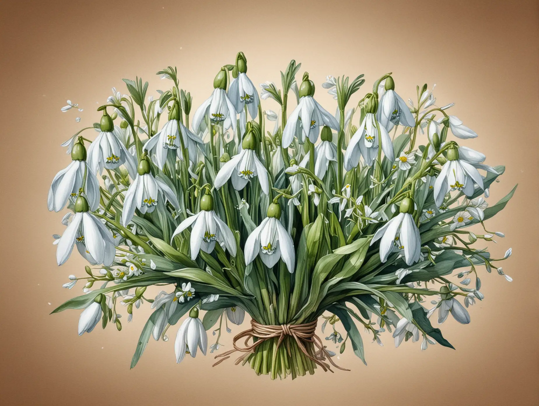 Delicate-Snowdrops-Bouquet-in-Watercolor-with-Detailed-Drawing