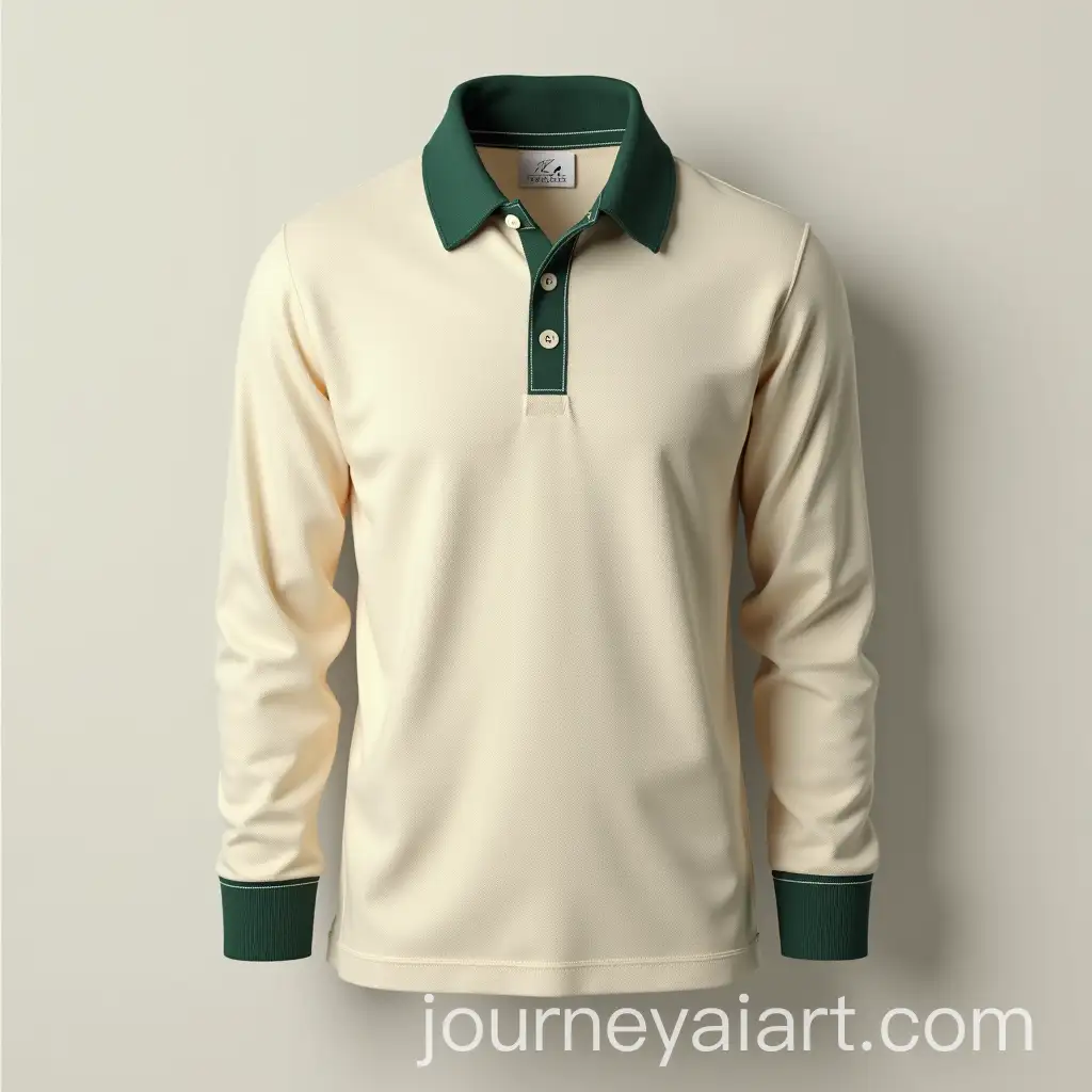 FullSleeve-Polo-Shirt-Design-in-Cream-and-Dark-Green-with-Boho-Influences