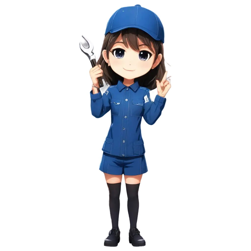 Create-a-PNG-Electrician-Chibi-Image-in-Dark-Blue-LongSleeve-Uniform-with-Tools